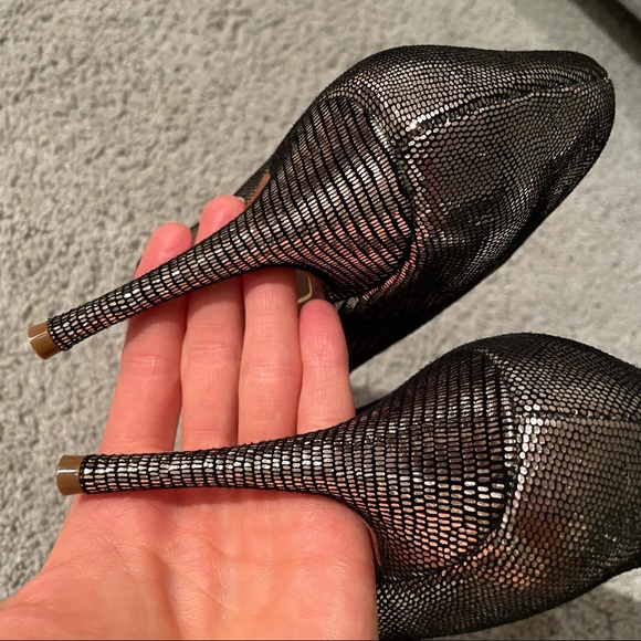 CHARLES JOURDAN claire metallic silver stilettos 8M NWT - Picture 6 of 10